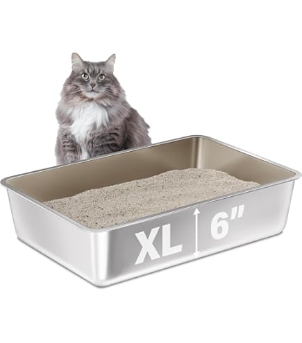 XXL Stainless Steel Litter Box 28Lx20Wx14H | 8 Inch Deep, High Sides For Big Cats, Maine Coon, Multi-Cat, Odor Resistant, Easy Clean - View #4