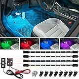 LEDGlow 4pc Multi-Color LED Interior Footwell Underdash Neon Light Kit for Cars & Trucks - 7 Solid Colors - 7 Patterns - Music Mode - Auto Illumination - Universal - Includes 12