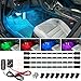 LEDGlow 4pc Multi-Color LED Interior Footwell Underdash Neon Light Kit for Cars & Trucks - 7 Solid Colors - 7 Patterns - Music Mode - Auto Illumination - Universal - Includes 12