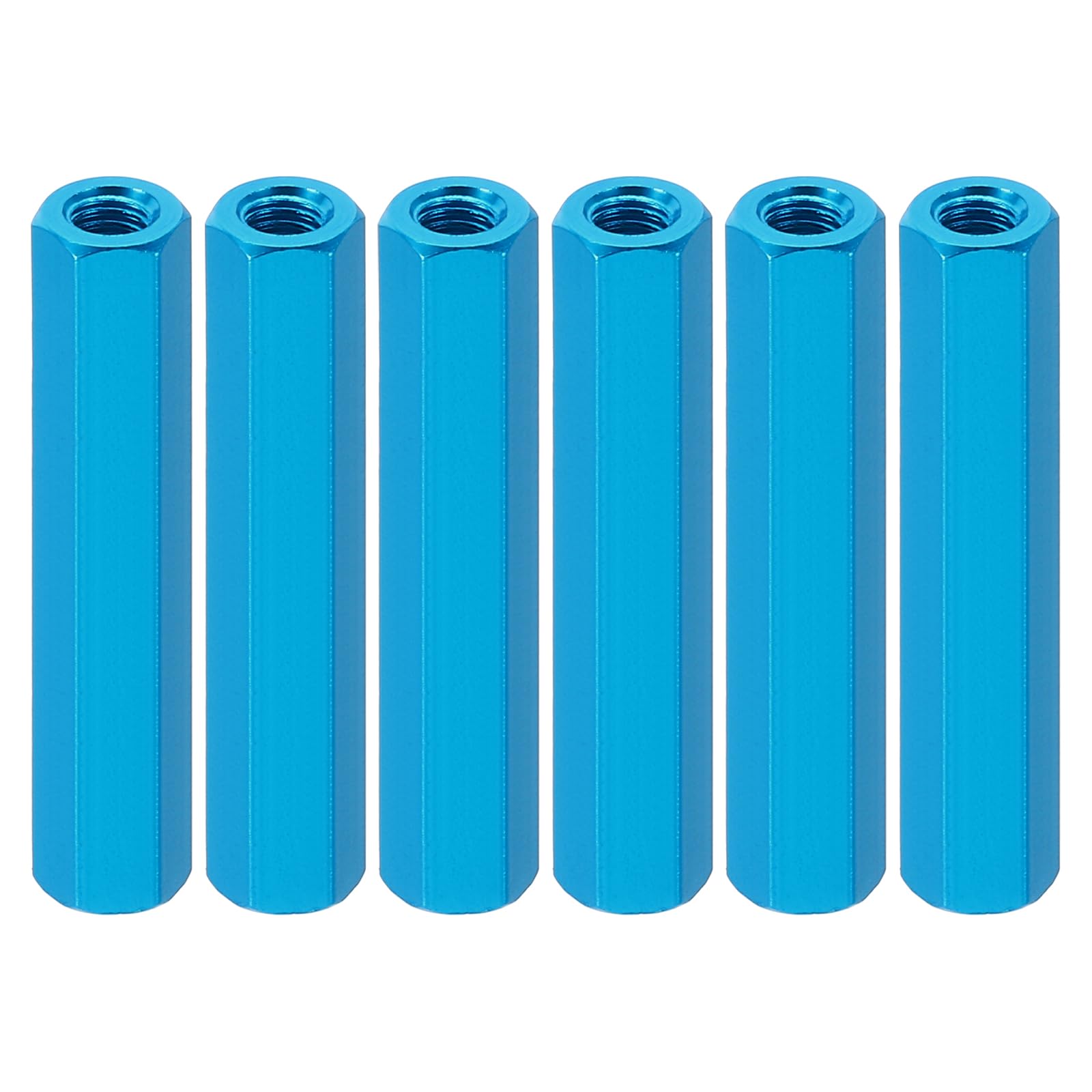 PATIKIL M3 Hex Nuts, 6pcs M3 Threaded Spacers Aluminum 45mm L Female Metal Spacer Screw Standoff for M3 Screw Bolts RC Car Drones Stacks Motherboard, Blue — image 1