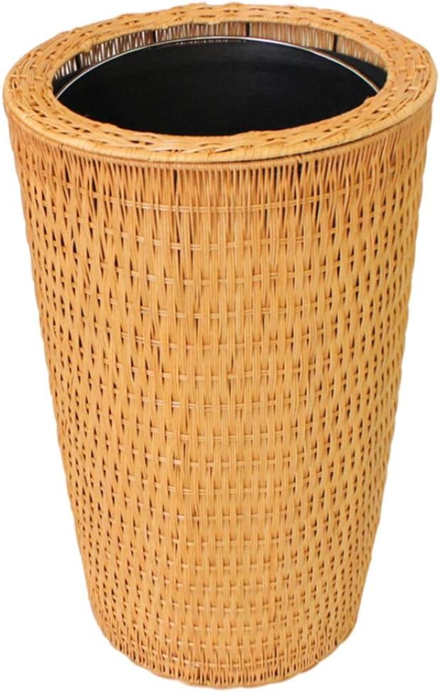 GUOCAIRONG trash cans hand-made rattan bamboo no cover yellow trash living room kitchen office hotel toilet home basket European trash 20L
