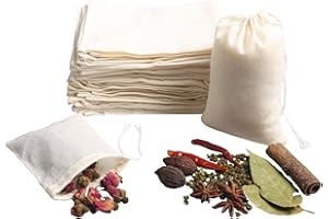 Eketirry Spice Bags, 10pcs Reusable Empty Tea Bags, Muslin Strainer Bags, Soup Bags for Cooking, Natural Cotton Fine Mesh Che