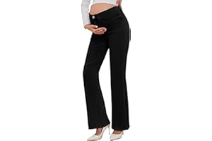PACBREEZE Women's Maternity Flare Jeans Mid-Rise Stretchy Bell Bootcut Jeans Denim Pregnancy Pants, S-XXL
