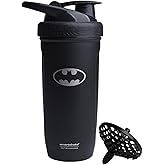 Smartshake DC COMICS Reforce Stainless Steel Protein Shaker Bottle 900 ml | 30 oz - Leakproof Screw-on Lid - BPA Free – Unisex - Non Insulated - Batman Logo