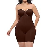SHAPELLX Shapewear for Women Strapless Bodysuits Tummy Control Body Shaper Butt Lifting Shapewear with Removable Straps