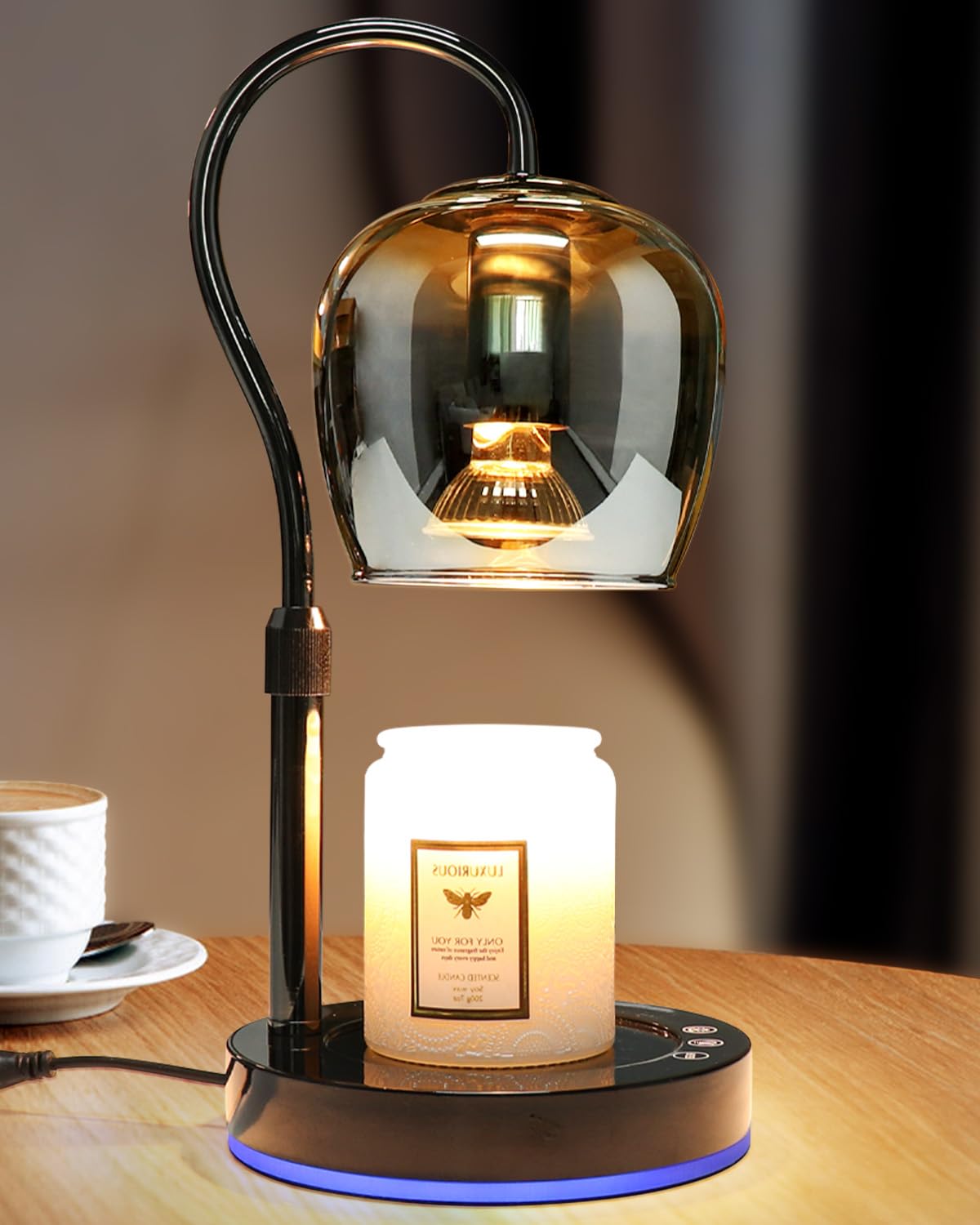 Photo 1 of Hisummer Candle Warmer Lamp with 7 Colors RGB & Touch Dimmer, Height Adjustable Swan Neck for Scented Jar Candles, Includes 2 Bulbs, 24V Safe Wax Warmer for Home Decor Gift for Women Mom (Marble Vein)