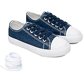 The Fashion Supply Classic Unisex Low-Top Canvas Sneakers – Boys Girls and Toddler Casual Lace-Up Shoes with Rubber Sole, Includes Extra White Shoelaces