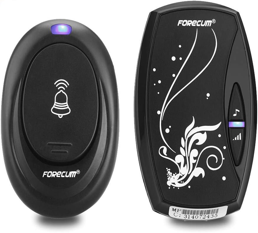 Wyness Doorbell Waterproof Door Bell Kit, 1000 Feet Operating, 36 Chimes, 4 Level Volume, LED Indicator, 1 Plug-In Receiver & 1 Push Button Transmitter(Black)