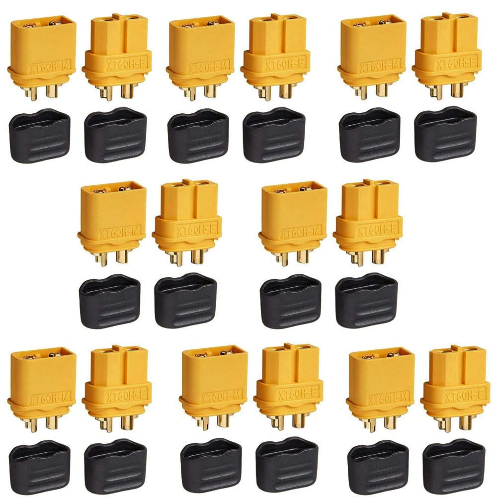 VISSQH 8 Pairs XT60 connectorsXT60 male female connector XT60H Sheath Housing Connector (8 Pairs XT60H Plug + 8 Pairs XT60H Sheath)