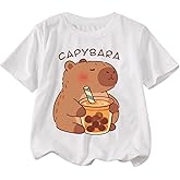 BEAUDRM Girl's Cute Graphic Tees Capybara Short Sleeve Crew Neck T Shirts Summer Tops Size 6-16