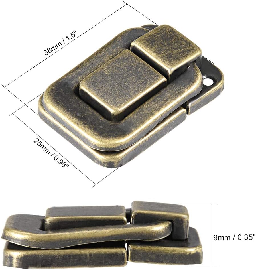 sourcing map Toggle Catch Lock, 38mm Retro Decorative Bronze Hasp w Screws for Suitcase Chest Trunk Latch Clasp Pack of 2 - Image 3