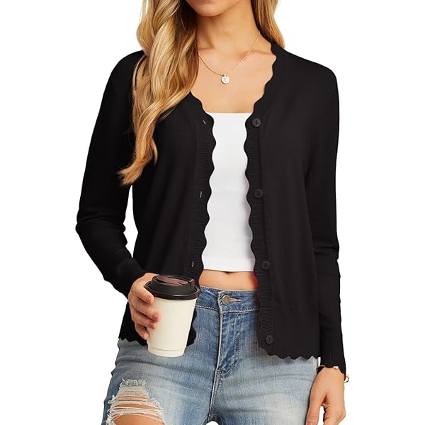 Women's Long Sleeve V-Neck Short Cardigan Sweater - Button Front (FZ-9127B)