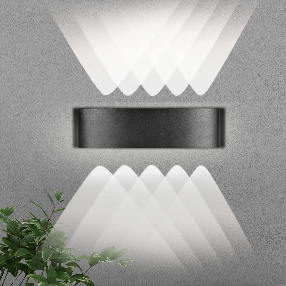 CHENBEN LED Outdoor Wall Lights for Living Room & Garden - 10W Up and Down Light, Modern Black Wall Lamp, IP65 Waterproof, 6500K White Light
