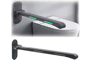 Flip Up Foldable Toilet Grab Bar Wall Mounted Safety Support Non Slip Balance Assist Bathroom Shower Handle with Indicators