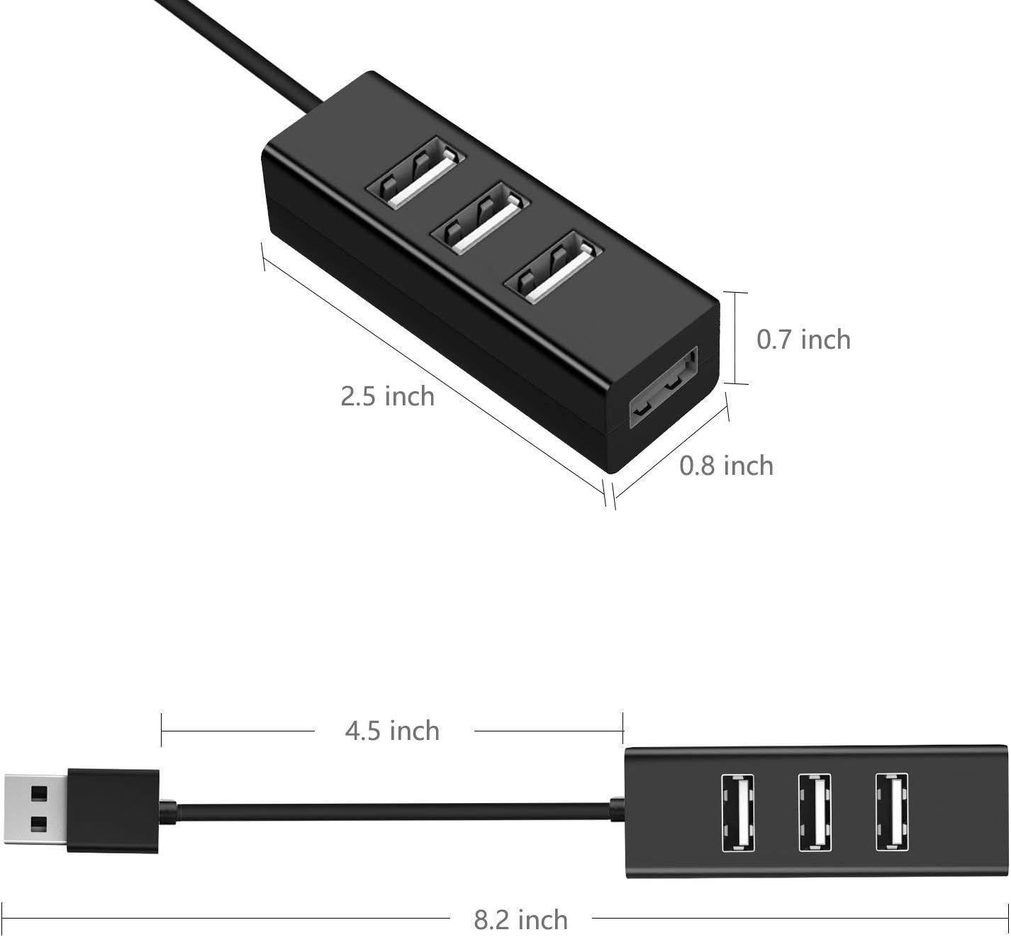 USB Hub, Vogek World's Smallest 4-Port USB 2.0 Hub, Thumb Size USB Hub - Black: Electronics