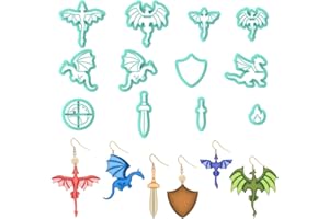 ORIGACH 12 Pcs Dragon Clay Cutters, Dragon Shape Polymer Clay Cutter for Earring Making Legend Animal Themed Clay Cutters for
