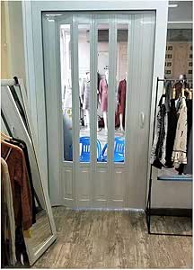 Interior Folding Door Foldable Bathroom Sliding Doors(36''80'', White