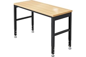 ANTIFIR Adjustable Workbench 48" 2000 Lbs Load Capacity Heavy Duty Wood Work Bench, Smooth Surface Work Table for Garage, Workshop, Office, Home, Commercial
