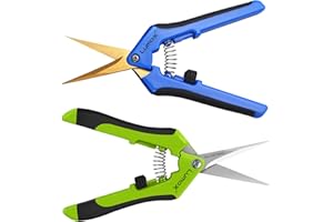 Lumo-X 2 Pack Pruning Snips Combo Kit with Straight and Cruved Blades for Bud Trimming, Garden Scissors, Pruning Shears for P