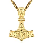 XIXLES Viking Thor Hammer Necklace 925 Sterling Silver Norse Mjolnir Thor Hammer Pendant Amulet Necklaces Jewelry for Men Women With 316L Stainless Steel Chain and Gifts Box