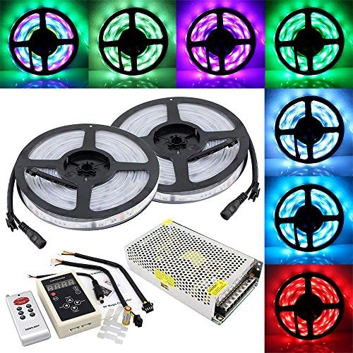 IWISHLIGHT 32.8ft 10M SMD 5050 Dream Magic RGB Color LED Color Flexible Light Strip IP67 Water-resistant + IC6803 IC Chip + 133 Change RF Remote Controller + Power Supply Adaptor
