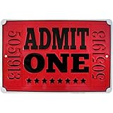 Treasure Gurus Admit One Red Movie Theatre Ticket Metal Sign Home Theater Wall Decor