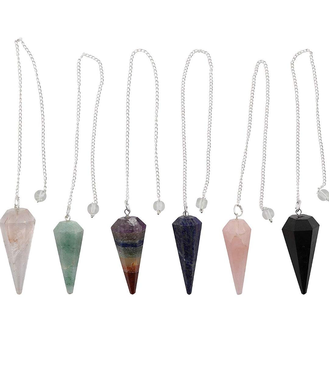 DHYANARSH Natural Gemstone - Pendulum - Set for - reiki healing - holistic - metaphysical -chakra balancing (Pack of 6)