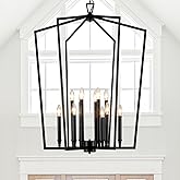 Vezzio 12-Light Large Black Chandelier, D30 Inch Modern Industrial Farmhouse Lantern Pendant Light for High Ceiling Entryway,
