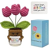 Ucuber Handmade Crochet Tulips Flowers, Positive Crochet Flower Emotional Support Gift,Inspirational Appreciation Birthday Gifts for Women, Mom, Teacher, Coworker (Never Forget)