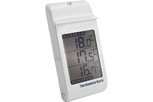 THERMOMETER WORLD Digital Max Min Greenhouse Thermometer - Max Min Thermometer to Monitor Maximum and Minimum Temperatures, Wall Mounted Greenhouse Accessories for Indoor or Outdoor