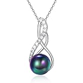 AENEAS Valentines Day Gifts for Women Infinity Black Pearl Necklace for Women 925 Sterling Silver Black Pearl Pendant Necklace Infinity Jewelry Anniversary Birthday Gift for Wife Mom Her