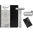 Rockwell Razors T2 Adjustable Safety Razor in White Chrome. Infinite Shave Settings for all Skin Types. Twist-To-Open Mechanism. Includes 5 Fully Recyclable Razor Blades. Built to Last a Lifetime.