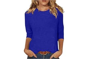 SLQDGMRYZ 3/4 Length Sleeve Womens Tops Casual Print Vintage Crewneck Tshirt Plus Size Tunic Tops Loose Dressy Shirts