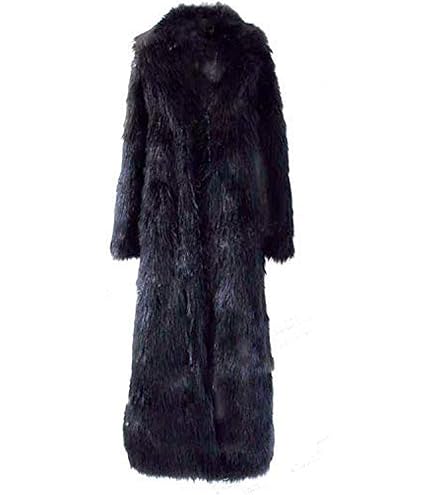 Tinhulf Faux Fur Women's Leopard Long Coat Winter Warm Overcoat
