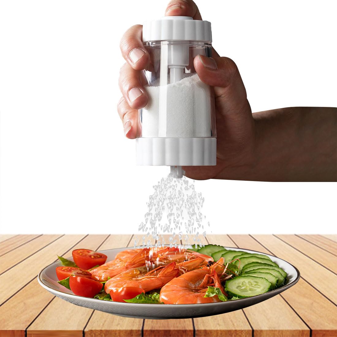 Quantitatively Transparent Salt Shaker Pepper Shaker Large Kitchen Spice Jars,Measuring Seasoning Bottle Salt and Pepper Shaker Metering Spice Salt Paprika Pepper Cumin Powder Sugar Dispenser (White)