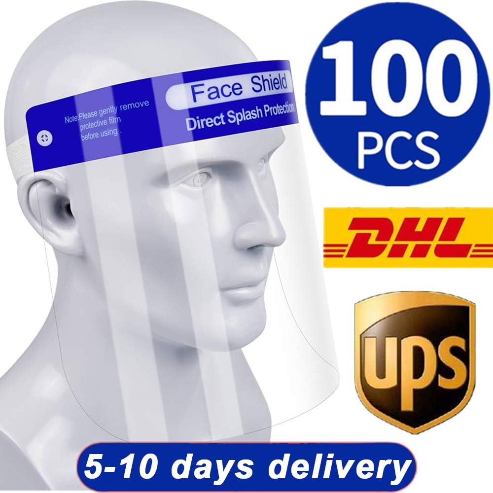 100Pcs Face Shields, Double-sided Anti-Fog and Dustproof Transparent Full Face Protective Visor