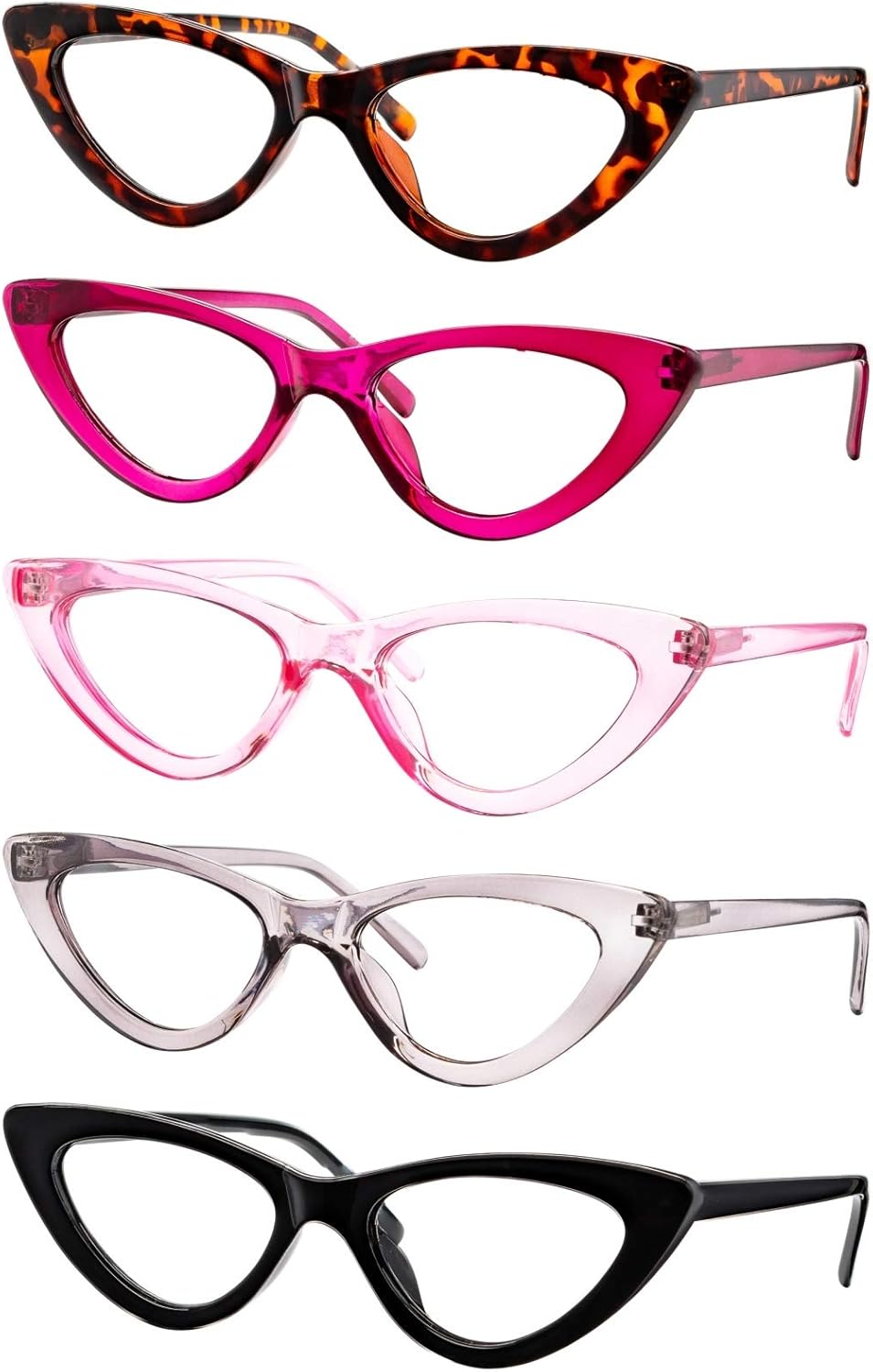 Yogo Vision Reading Glasses 5 Pk Readers for Women Cateye Eyeglasses and Light Spring Hinge Frame +2.75: Clothing