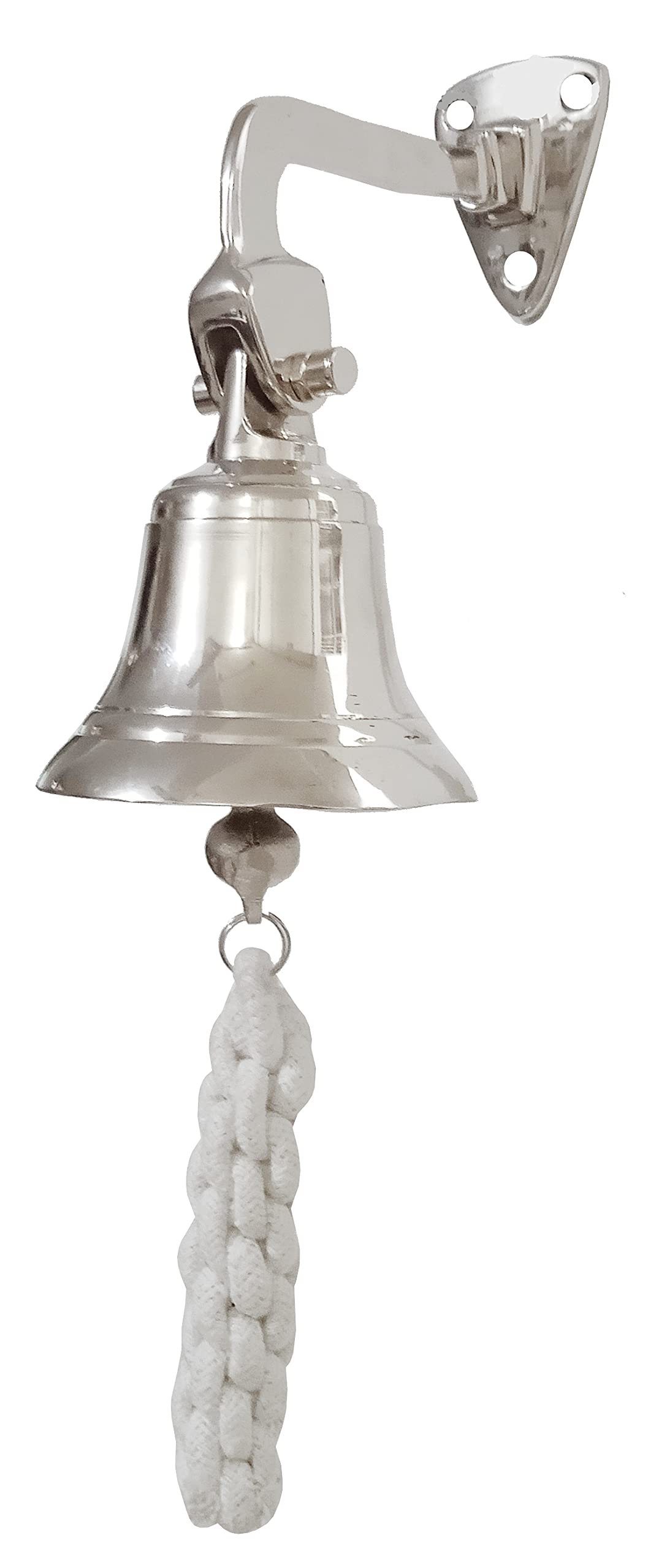 Purpledip Brass Nautical Bell: Pirate Ship Marine Wall Hanging, Silver (11404A)