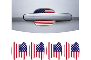8SANLIONE 4PCS Car Door Handle Sticker, American Flag Universal Car Door Handle Cup Protective Films, Anti Scratches Door Side Paint Protector, Auto Accessories for Cars Trucks SUVs (Red)