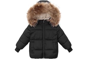 Srkrando Baby Boy Winter Coat Toddler Girl Hooded Puffer Jacket Fur Collar Down Outerwear