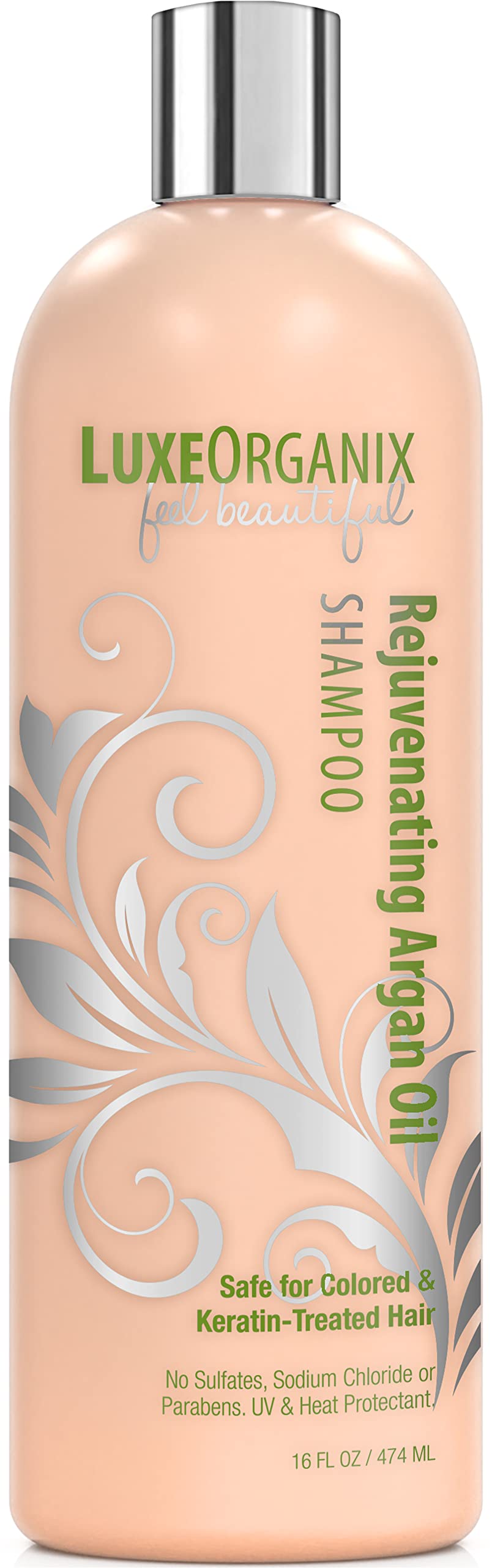 LuxeOrganix Moroccan Argan Oil Shampoo - SLS Sulfate Free, Keratin & Color Safe - Solon Grade Moisturizing Anti-Frizz Formula (16 oz Single Shampoo)