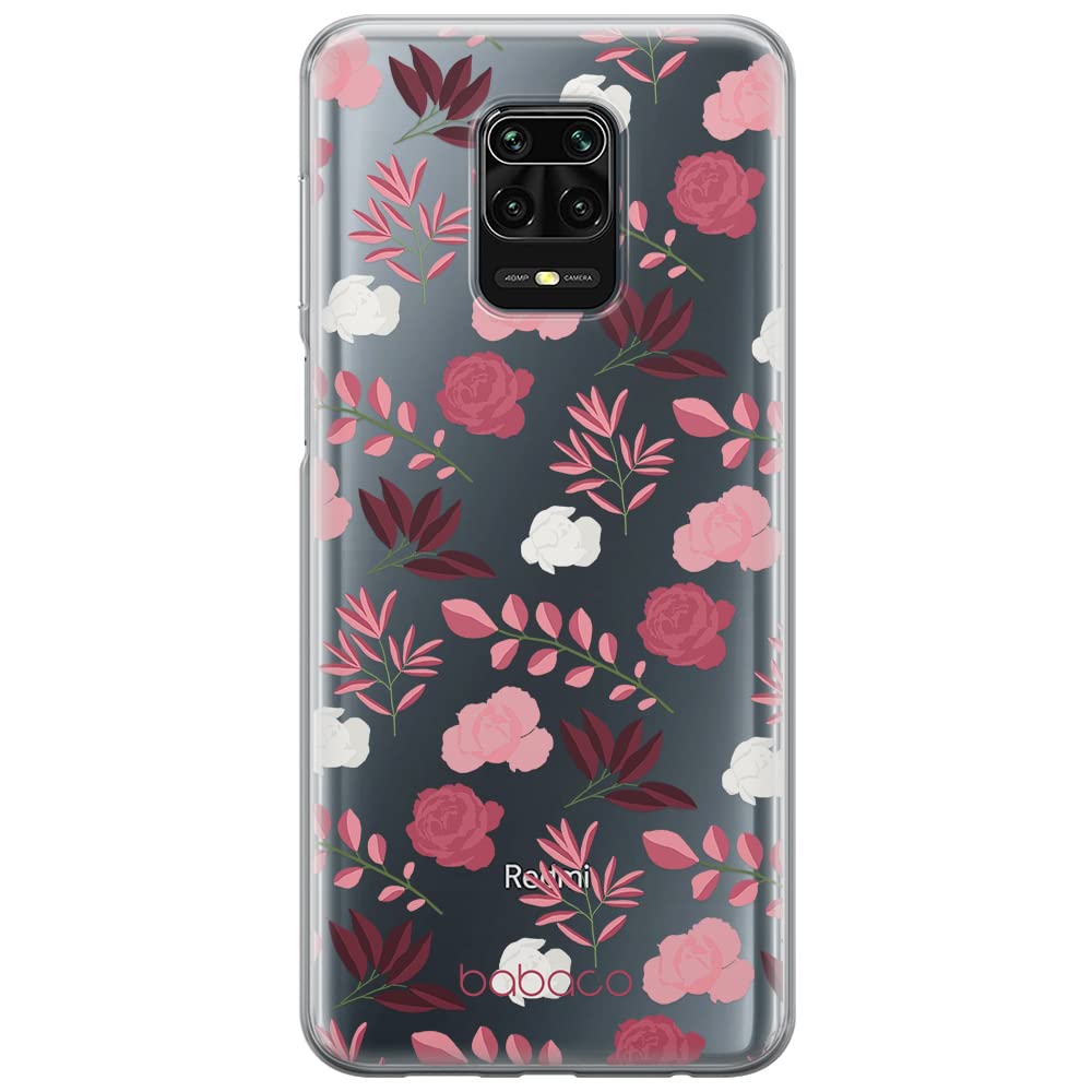 Babaco ERT GROUP mobile phone case for Xiaomi REDMI NOTE 9 PRO/ 9S original and officially Licensed pattern Flowers 020 optimally adapted to the shape of the mobile phone, partially transparent
