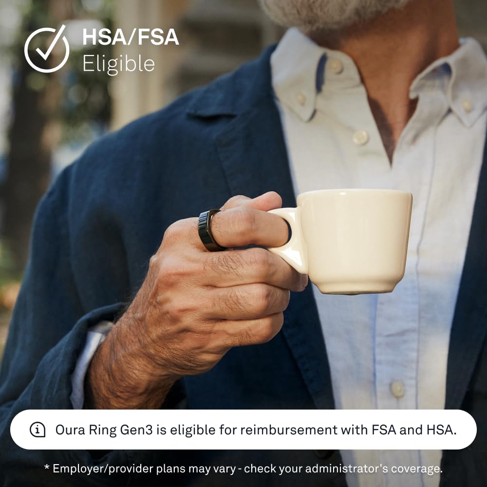 Oura Ring Gen3 Heritage - Black - Size 10 - Smart Ring - Size First with Oura Ring Gen3 Sizing Kit - Sleep Tracking Wearable - Heart Rate - Fitness Tracker - 5-7 Days Battery Life
