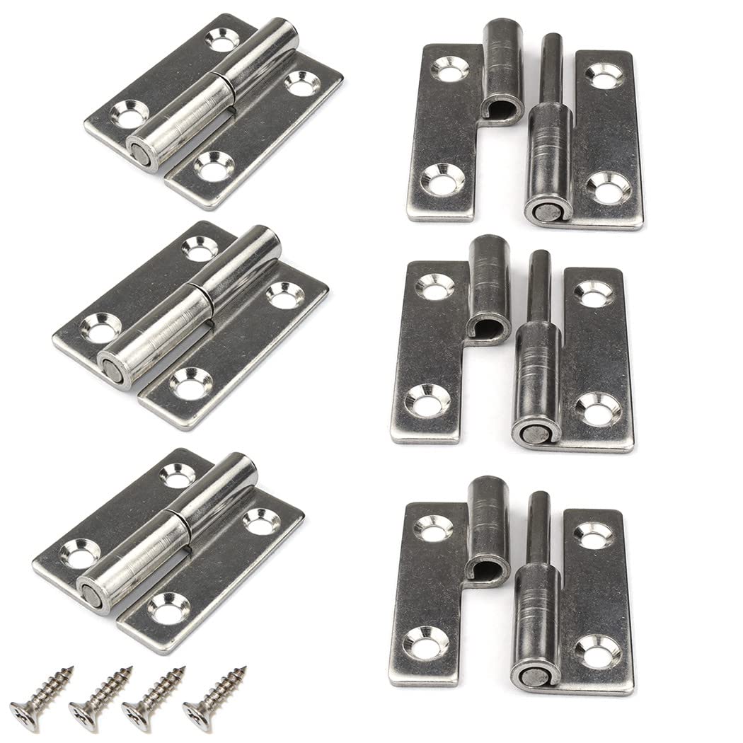 6Pcs 1.5" Lift Off Door Hinges, Heavy Duty Window Detachable Hinge 304 Stainless Steel for Internal External Doors