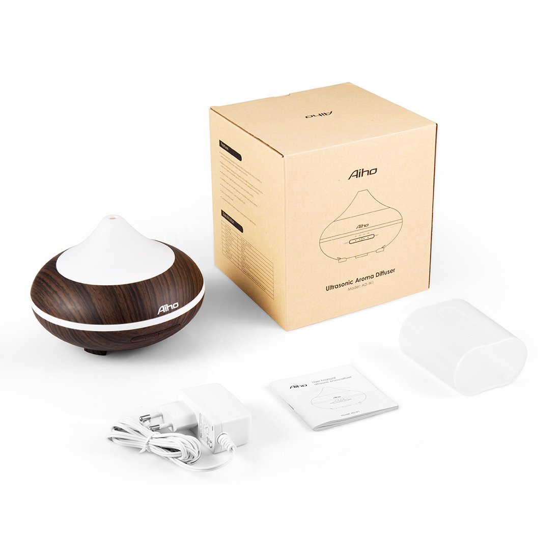 Aiho Aromatherapy Essential Oil Diffuser 200ML 5-IN-1 Cool Mist Mini Ultrasonic Humidifier With 7 Color Changing Lamps 4 Timer Settings and Waterless Auto Shut-Off