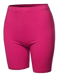 A2Y Basic Solid Cotton Mid Thigh High Rise Biker