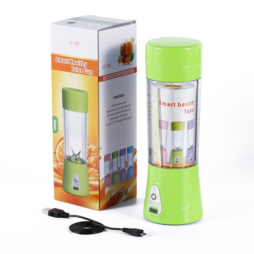 ICOCO Batidora de Vaso Portátil 380ml (recargable con puerta USB, 7,4V) (Verde)