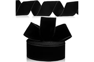 Yungyan Velvet Ribbons with Gold Edge Felt Ribbon Gift Bow Wrapping Ribbon Waterproof for Handmade, Home Decor, Gift Wrapping, Wreath DIY Crafts, Christmas Tree(Black,2.5 Inch X 60 Yards)