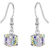 Multicolor Earrings for Women, Fashion Plastic Crystal Dangle Earrings Birthday Gifts Jewelry, Hypoallergenic Zirconia Drop Earring Friendship Hook Earrings Jewelry Gift for Women Mother Sister