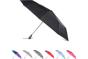 totes Auto Open/Close Windproof Ultimate Compact Umbrella with UV and Water Repellent Protection